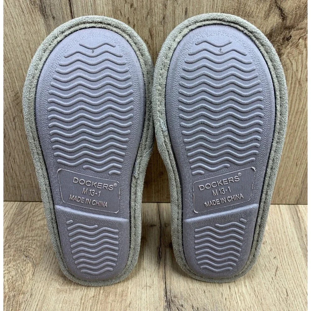 Dockers Boys Brown Split Toe Slippers Fur Footbed Slide On Size 13 M